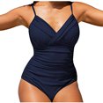 thumbnail image 6 of TIHLMK Sexy Swimsuit for Women Women Sexy Solid With Chest Pad Without Underwire Bikini Deep V One-piece Swimsuit Gift for Women, 6 of 9