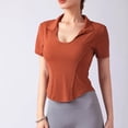 thumbnail image 2 of BLVB Workout Crop Tops for Women Collared Short Sleeve Slim Fitted Yoga Gym Fitness Summer Tee Shirts, 2 of 3