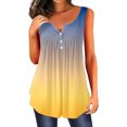 thumbnail image 1 of Playeras,Blusas y Tops,Ropa para Mujer Loose Tank Tops Para Las Mujeres Top de chaleco estampado degradado con cuello en V y botón simple informal de verano para mujer (Yellow, XL), 1 of 4