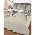 thumbnail image 3 of Quilts Twin-XL Size Bedding Set, Beige Black Branches Lightweight Quilted Comforter, Botanical Dead Tree Birds Soft Reversible Bedspread Coverlet with Pillow Covers for All Season, 68" x 98", 3 of 7