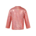 thumbnail image 2 of Sinleey Unisex Kids Teens Shiny Metallic Long Sleeve Shirt Round Neck Pullovers T-shirt Stage Party Red 130, 2 of 7