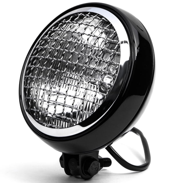 Krator 6" Black & Chrome Motorcycle Headlight Mesh Grill High Low Headlamp Bottom Mount Compatible with Victory Cross Country
