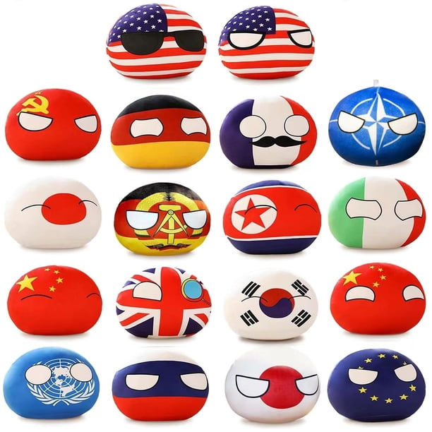 18 Piezas Countryballs Bola Polaca De Peluche Ee. Uu. Francia Canadá Inglaterra Alemania Japón China Bola De Campo De Felpa Corta Juguete De Peluche Mini Almohada Bola De Campo 4 Pulgadas