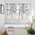 thumbnail image 3 of Blue Palm Tree Kitchen Curtains Short 45 Inch Length, Coastal Summer Wooden Grommet Top Bedroom Living Room Curtains, Light Filtering Cafe Curtain Drapes 2 Panels Set 84''x45'', 3 of 9
