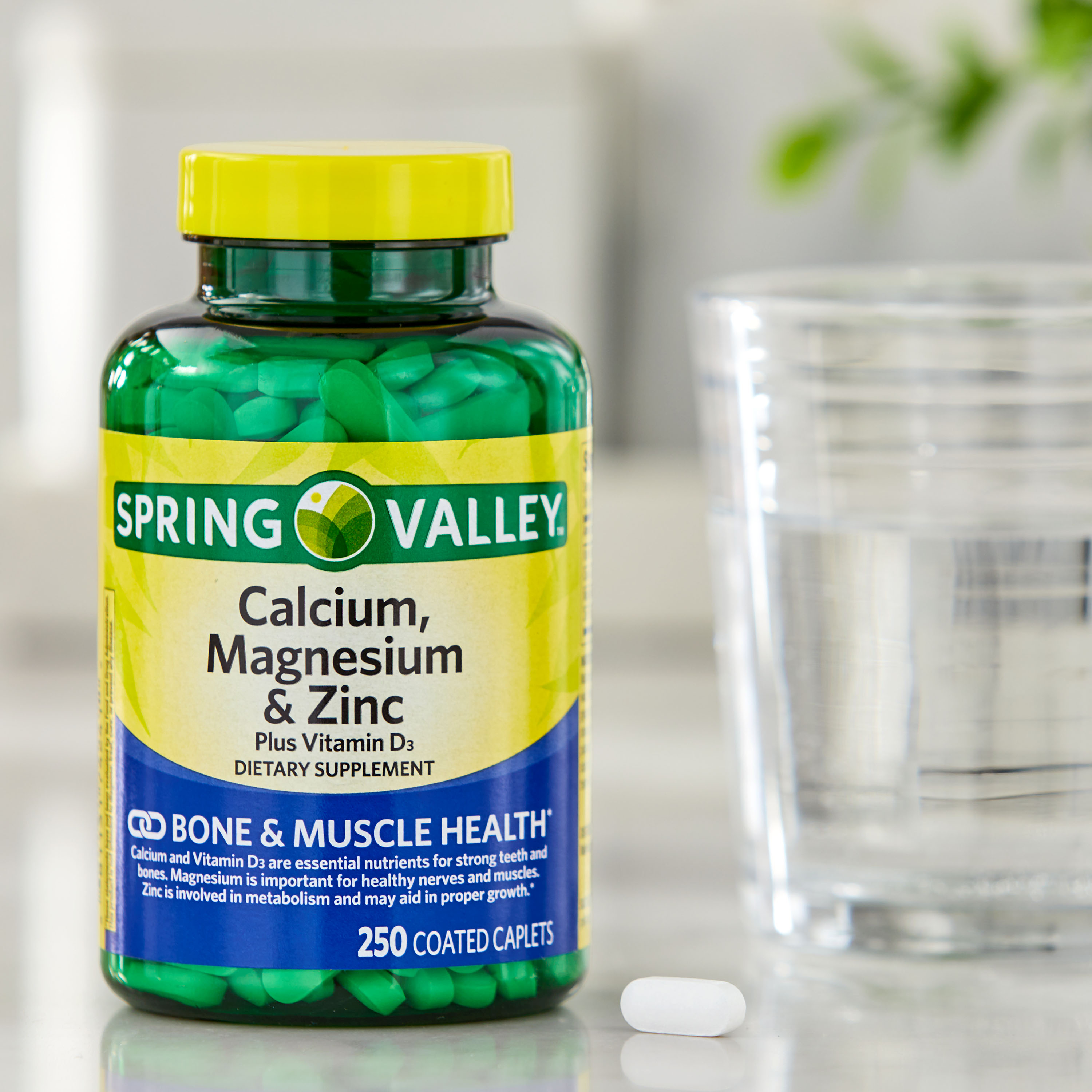 Spring Valley Calcium, Magnesium & Zinc Plus Vitamin D3 Coated Caplets, 250 Count - image 4 of 10