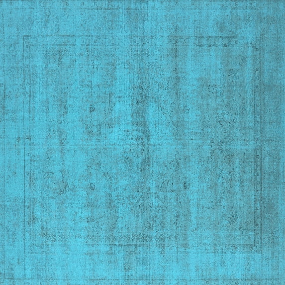 Ahgly Company Indoor Square Oriental Light Blue Industrial Area Rugs, 7' Square