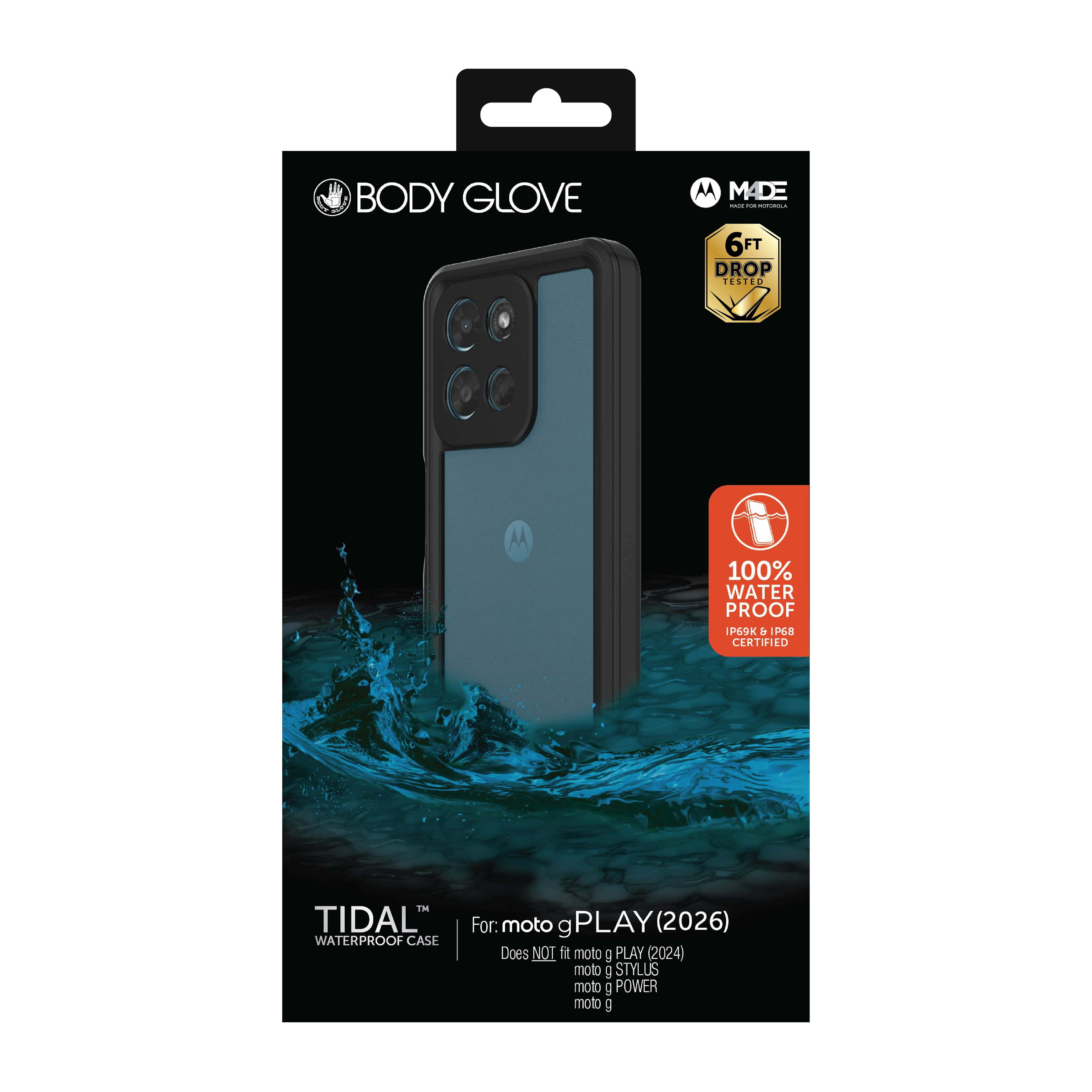 Body Glove Waterproof Tidal Phone Case for Motorola moto g PLAY (2026) - Black/Clear