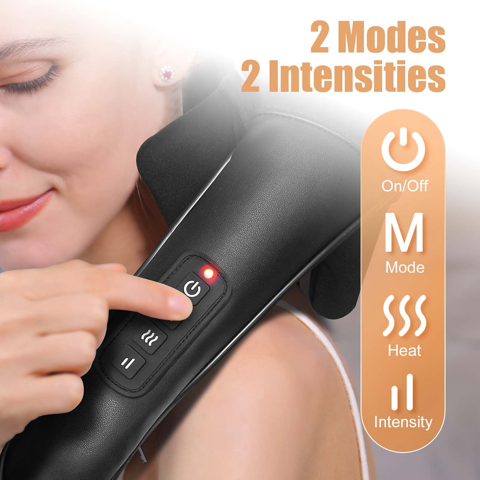 MASGRE neck massager, deep tissue massage for pain relief, 6D wireless neck and shoulder massager, with heating function, suitable for neck, shoulder leg, suitable for home, office use.
