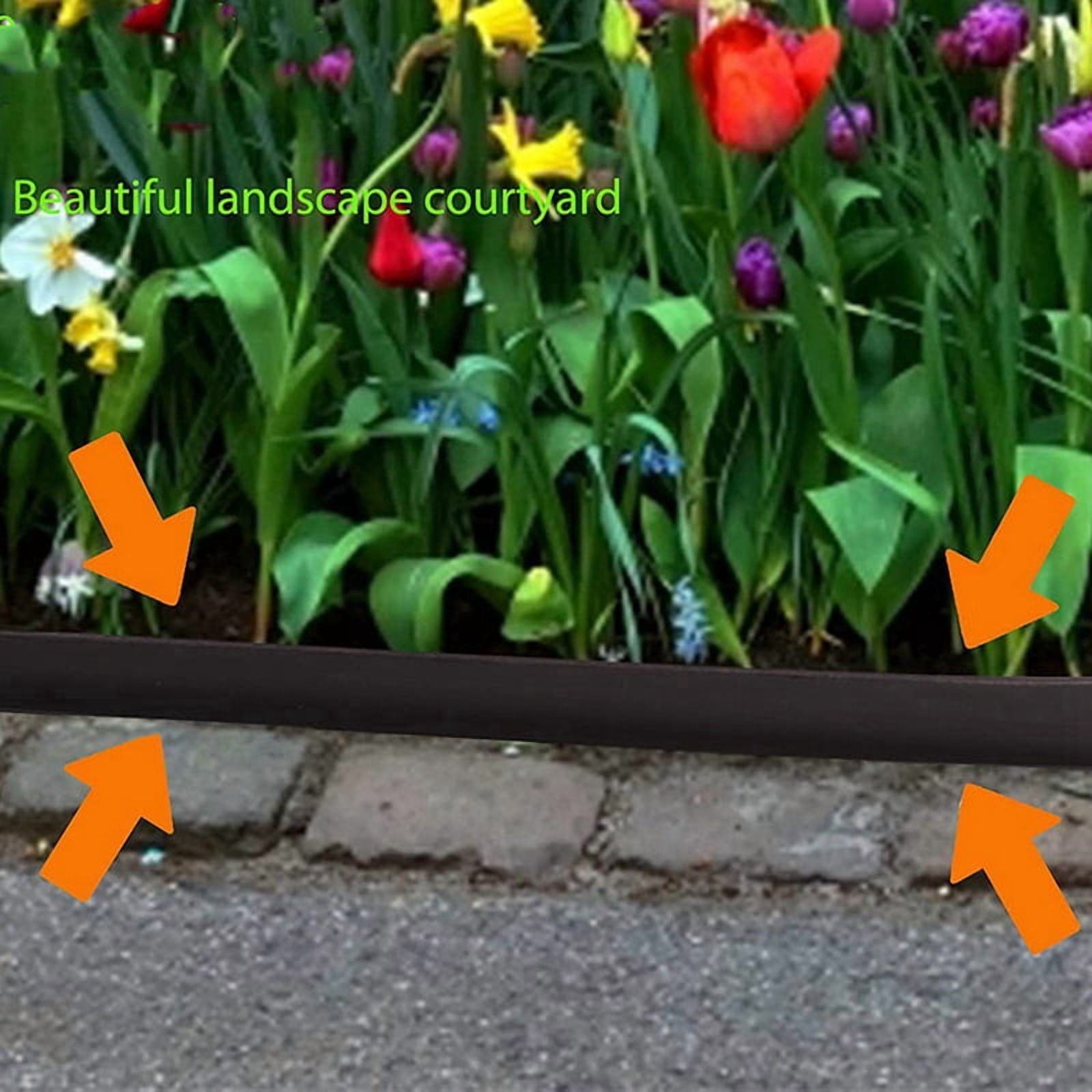 2X Landscape Edging,16.4FT Garden Edging with 15 Stakes, Rubber Landscaping for Yard Borders Black