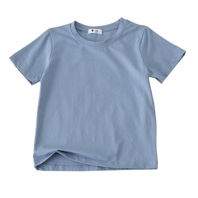 Hiiyo T-Shirt Décontracté pour Petits Garçons Uni Unisexe à Manches Courtes Col Ras du Cou T-Shirt d'Été