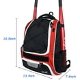 thumbnail image 3 of WOLT | Youth Baseball Bag Backpack--Youth Girls Bat Bag Equipment MLB Batpack Includes Hook to Hang on Fence New Red, 3 of 6