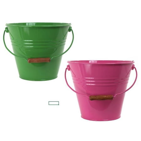 

5202E HPK-AG S-2 Enameled Galvanized Steel Recycling Bin-Storage Container Hot Pink & Apple Green - Set of 2