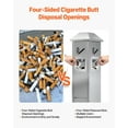 thumbnail image 3 of KFFKFF Ashtray Bin, Quadrilateral Smoking Waste Container with Quadruple Entry Points & Protective Lid, Metallic Outdoor Smoking Waste Management for Park, Workplace, Eatery, Inn, Silver, 3 of 9
