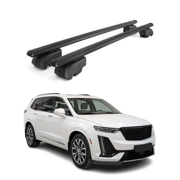 Lockable Roof Rack Cross Bars Luggage Carrier for Cadillac XT6 2020-2025 Black