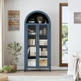 thumbnail image 3 of BouPower Arched Kitchen Pantry Cabinet,63" Tall Wood Kitchens Storage Cabinets with Adjustable Shelf and 2 Large Glass Doors,Modern Farmhouse Versatile Cupboard for Kitchen,Dining Room,Bathroom, 3 of 6