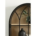 thumbnail image 4 of Kate and Laurel Megara Decorative Wooden Hanging Arched Wall Cabinet with Door for Open Storage, 16 x 6 x 24, Black and Natural Wood, Wooden Floating Wall Bathroom Cabinet for Above Toilet Storage, 4 of 10