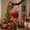 Red, variant on Kmonabie Teardrop Christmas Staircase Decor, Snow Flocked Artificial Greenery with Red Berry Clusters Gold Holly Leaves, 17.72 Inch Hanging Ornament for Front Door Wall Mantel Fireplace, Yellow