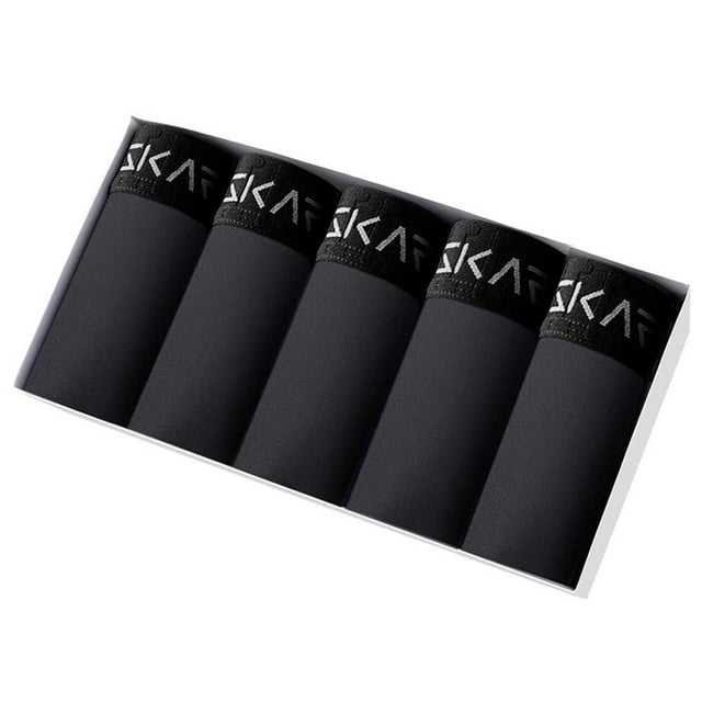 5pcs New Men's panties Sexy Print Men Boxers Underwear Polyester Man underpants Shorts Breathability Trunk Calecon B26-5PCS-black XL