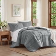 thumbnail image 2 of Regency Heights Queen Comforter Set, Boho 3-Piece Pintuck Stitching Bedding Set, Soft Washed Pleated Bed Sets with Pillow Sham Blue/Grey, 2 of 9