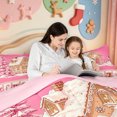 thumbnail image 4 of Manfei Xmas Kawaii Snowflake Queen Comforter Set,Traditional Farm Cattle Comforter Sets Queen,Pink Reversible,3 Pieces,1 Comforter and 2 Pillowcases, 4 of 7