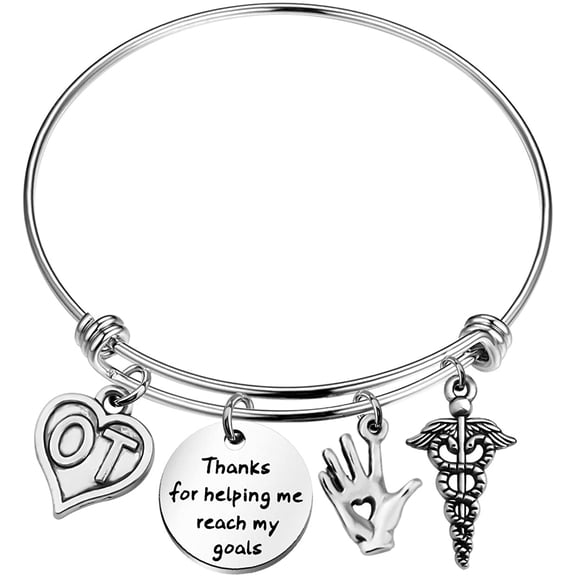 Zuo Bao Occupational Therapist Jewelry OT Medical Keychain Thanks for Helping Me Reach My Goals OT Graduation Gift(OT bracelet)