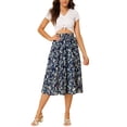 thumbnail image 2 of Allegra K Women's A-Line Floral Print Casual Midi Skirts, 2 of 6