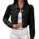 thumbnail image 1 of Chaqueta Vaquera Corta de Larga con Botones y Bolsillos para Mujer Gris Negro M, 1 of 9