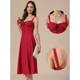 thumbnail image 2 of DARING DIVA Women's Spaghetti Strap Sweetheart Neck Side Slit A Line Dresses S Red, 2 of 6
