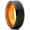 Orange, variant on Black Tungsten Wedding Band Mens Ring Red Interior Beveled Edge Brushed 8mm 9