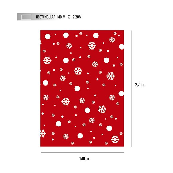 Mantel Rectangular Mobi Navidad Copos Rojo