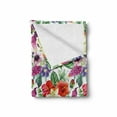 thumbnail image 2 of Watercolor Soft Flannel Fleece Blanket, Tropical Flower Pattern Various Tropical Plants Calla Chinese Hibiscus Anemone, Cozy Plush for Indoor and Outdoor Use, 50" x 70", Multicolor, by Ambesonne, 2 of 6