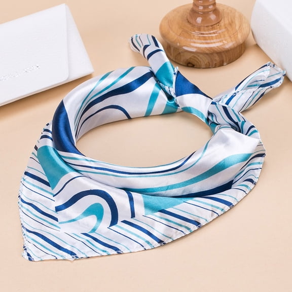 Elegant Silk Scarf Square Neckwear For Women Business Casual Daily Attire AccessoryBlueOne Size