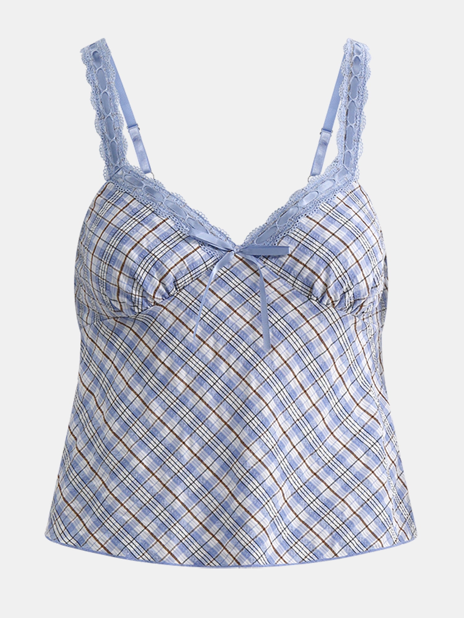 No Boundaries Woven Lace Plaid Cami, Women's - Walmart.com
