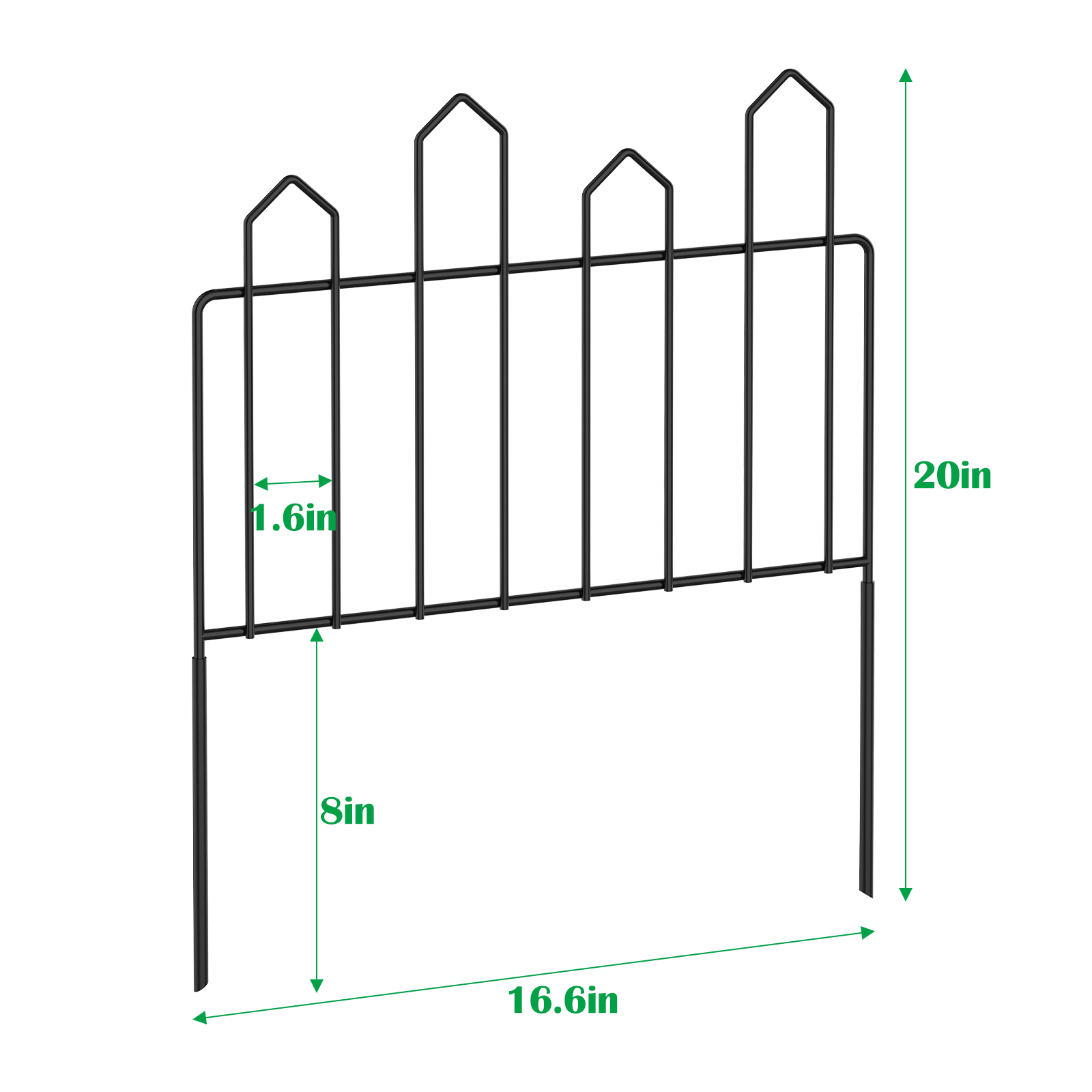 7 Pack Metal Garden Fence, 20in Height Decorative Iron Fencing Panels, Black Garden Edging for Yard, Flower Bed, Landscape Border & Animal Barrier