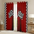 thumbnail image 2 of Feelyou Modern Racing Car Boys Black Out Curtains, Buffalo Checkered Flag Curtains Pack of 2 (42x63 Each), Extreme Sports Bedroom Curtains, Blackout Curtains Home Decor, 2 of 6