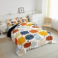 thumbnail image 3 of jejeloiu Colorful Vintage Pumpkin Bedding Comforter Set,Boho Bohemain Pirnt Twin Comforter Sets,Floral Stars Hearts Bedding Set For Girls Boys,Breathable Home Decor Reversible,2-Piece, 3 of 8