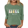 thumbnail image 2 of Mifsaly Ribbed Easter Tshirts for Women Cute Animal Graphic 3/4 Sleeve Shirts Comfortable Breathable Casual Easter Tops Tee M, 2 of 7