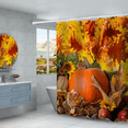 thumbnail image 2 of Fall 4Pcs Autumn Maple Pumpkin Shower Curtain Sets with Non-Slip Rugs, Toilet Lid Cover and Bath Mat, Haunted House Waterproof Shower Curtains Bathroom Decor Set Fall Decor, 2 of 4