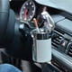 thumbnail image 1 of Cenicero de coche de fibra de carbono con LED, portátil, práctico y fácil de instalar, mini bote de basura de PVC blanco., 1 of 7