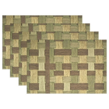 

Wooden Texture Pattern 4-Piece 12x18in Heat-Proof Place Mats Set Non-Slip for Family Dining