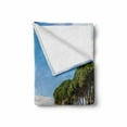 thumbnail image 2 of Italian Soft Flannel Fleece Throw Blanket, Terrace Promenade Balcony and Pine Trees in Bolsena Lake Italy Print, Cozy Plush for Indoor and Outdoor Use, 50" x 60", Blue and Pale Brown, by Ambesonne, 2 of 6