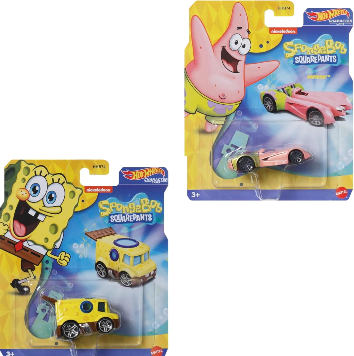 Hot Wheels Character Cars Spongebob Squarepants & Patrick 2-Pack