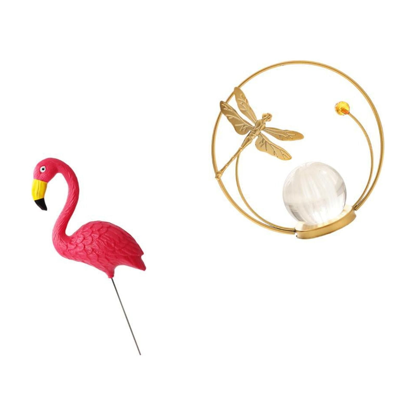 simhoa Flamingo Crystal Figurine Garden Sculpture Ornament for Holiday Spring Yard Art Metal Statue Stand Indoor Outdoor Decor Accessories