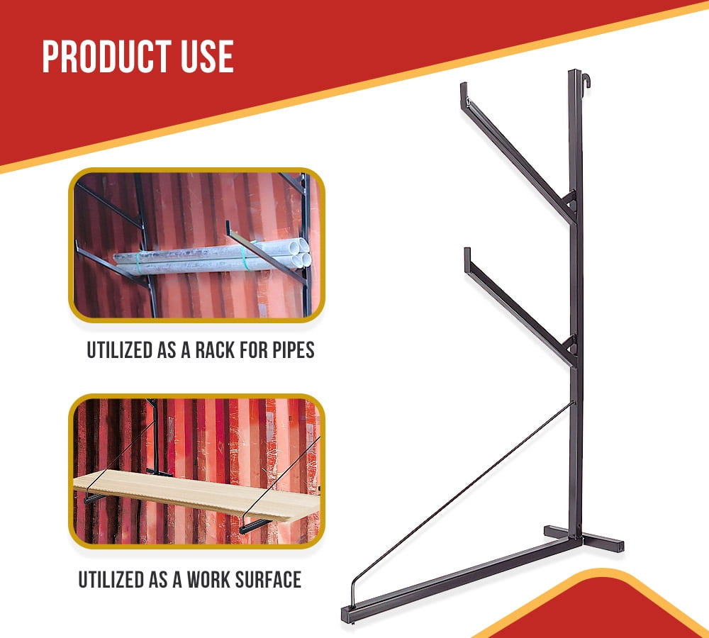4 Pack Shipping Container Pipe Rack w/ Workbench - 29-1/8"(L) x 53-1/8"(H), 550 lbs WLL Black Powder Coated Steel Rack for Trailer Containers - Welded Hook, Easy Installation