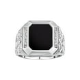 thumbnail image 1 of RYLOS Men's Rings Sterling Silver Ring With Diamonds and Black Onyx Set in Designer Nugget Style Rings For Men Size 8, 1 of 8