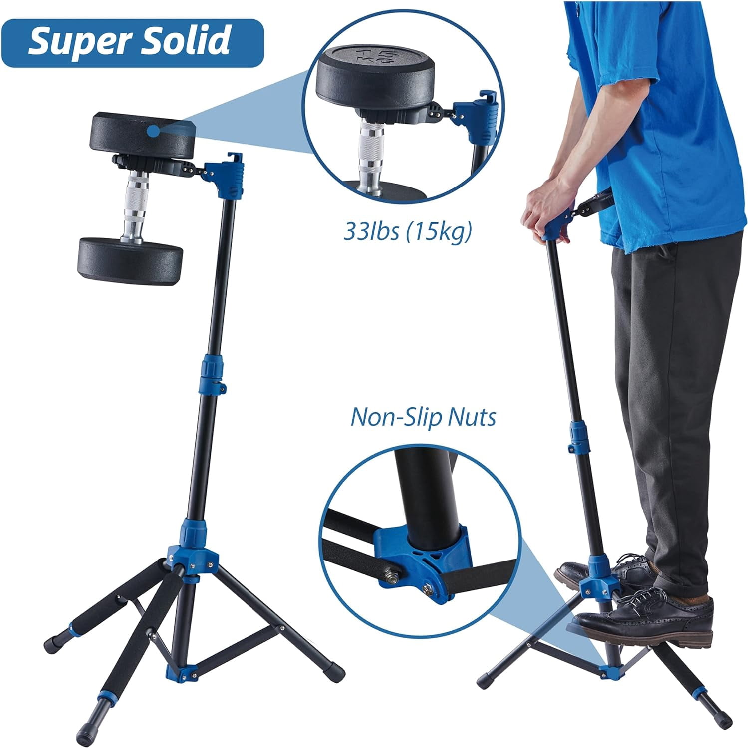 Folding Quadruple Guitar Stand with Auto-Lock System and Soild Tripod, Quadruple/Multiple Guitar Stand/Holder/Rack for Single Bass, Acoustic, Electric, Classical Guitar or Ukulele