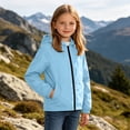 thumbnail image 6 of Wlynlyn Girls Rain Jacket Waterproof Hooded Raincoats Outdoor School Daily Travel Lightweight Windbreaker Raincoat(Blue,11-12 Years), 6 of 8