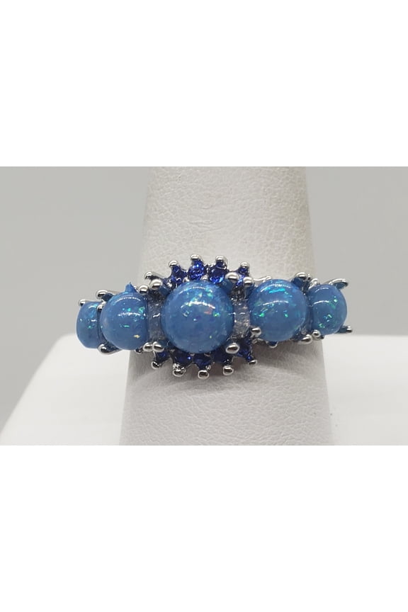Size 10.5, Blue Fire Opal Topaz Ring