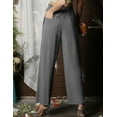 thumbnail image 5 of DOUBLJU Women's Casual Elastic Waist Comfy Wide Leg Linen Pants with Pockets, 5 of 5