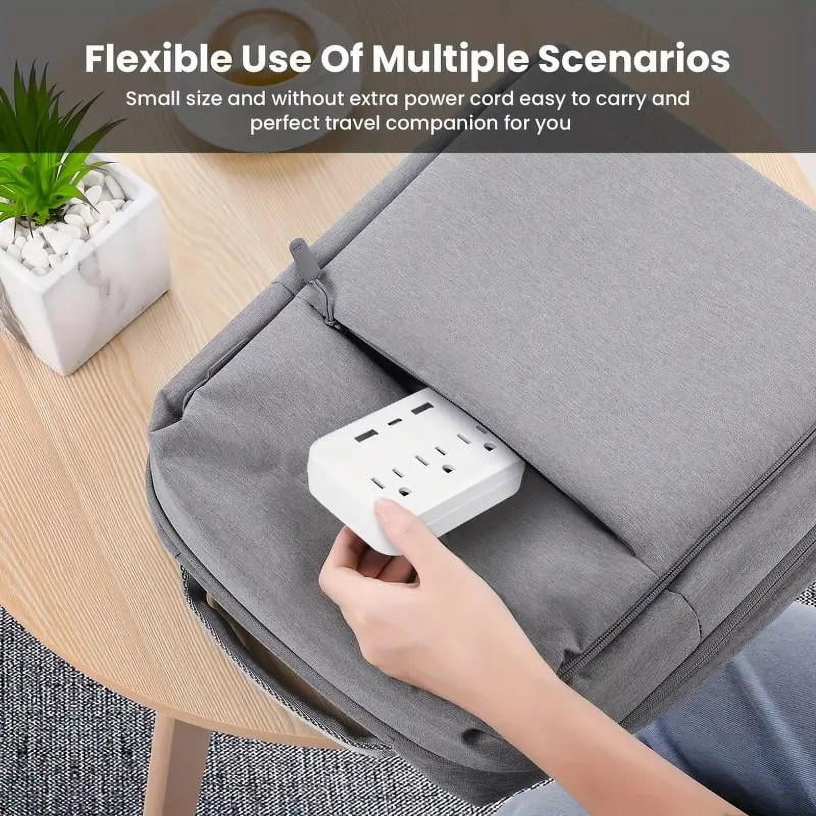 USB Outlet Extender Surge Protector - Multi Plug Outlet with Rotating Plug,Power Strip with 3 AC Spaced Outlet Splitter and 3 USB Ports (1 USB C) for Travel, Home, Office